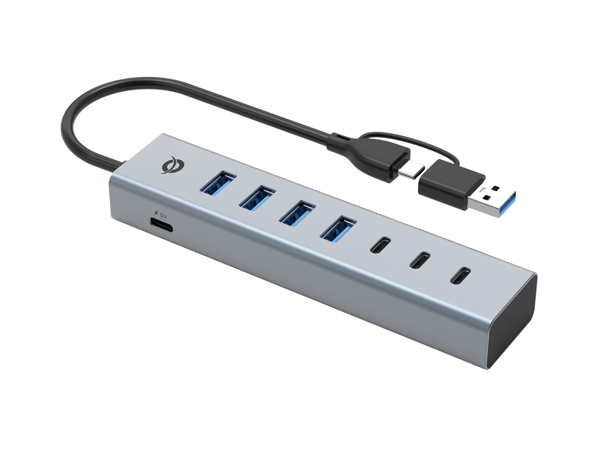 CONCEPTRONIC 7-Port Hub USB-A3.0/-C Adap.->4xA3.0+o.Netz. gr