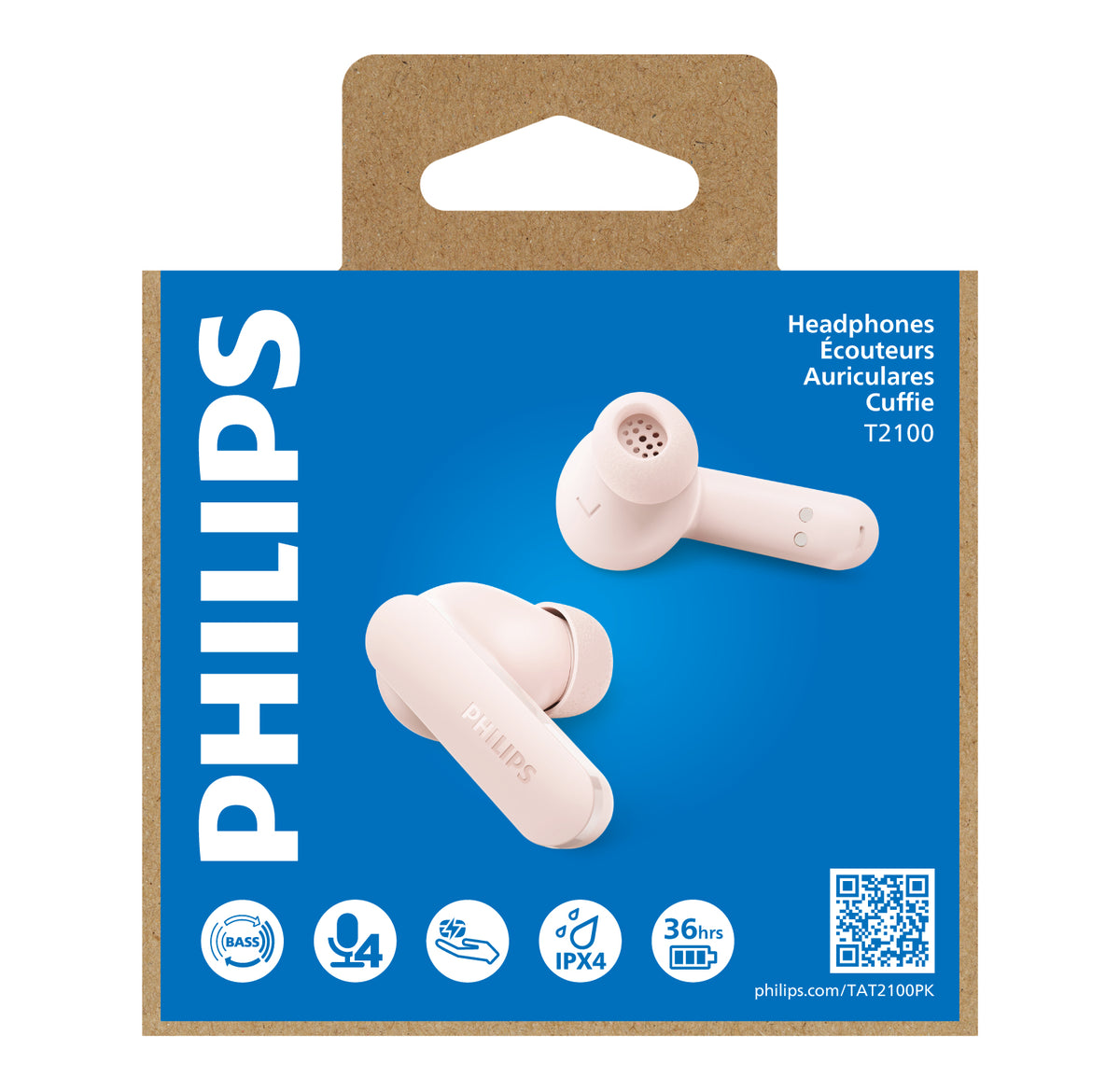 Philips TAT2100PK/00 Pink Wired On-Ear Headphones