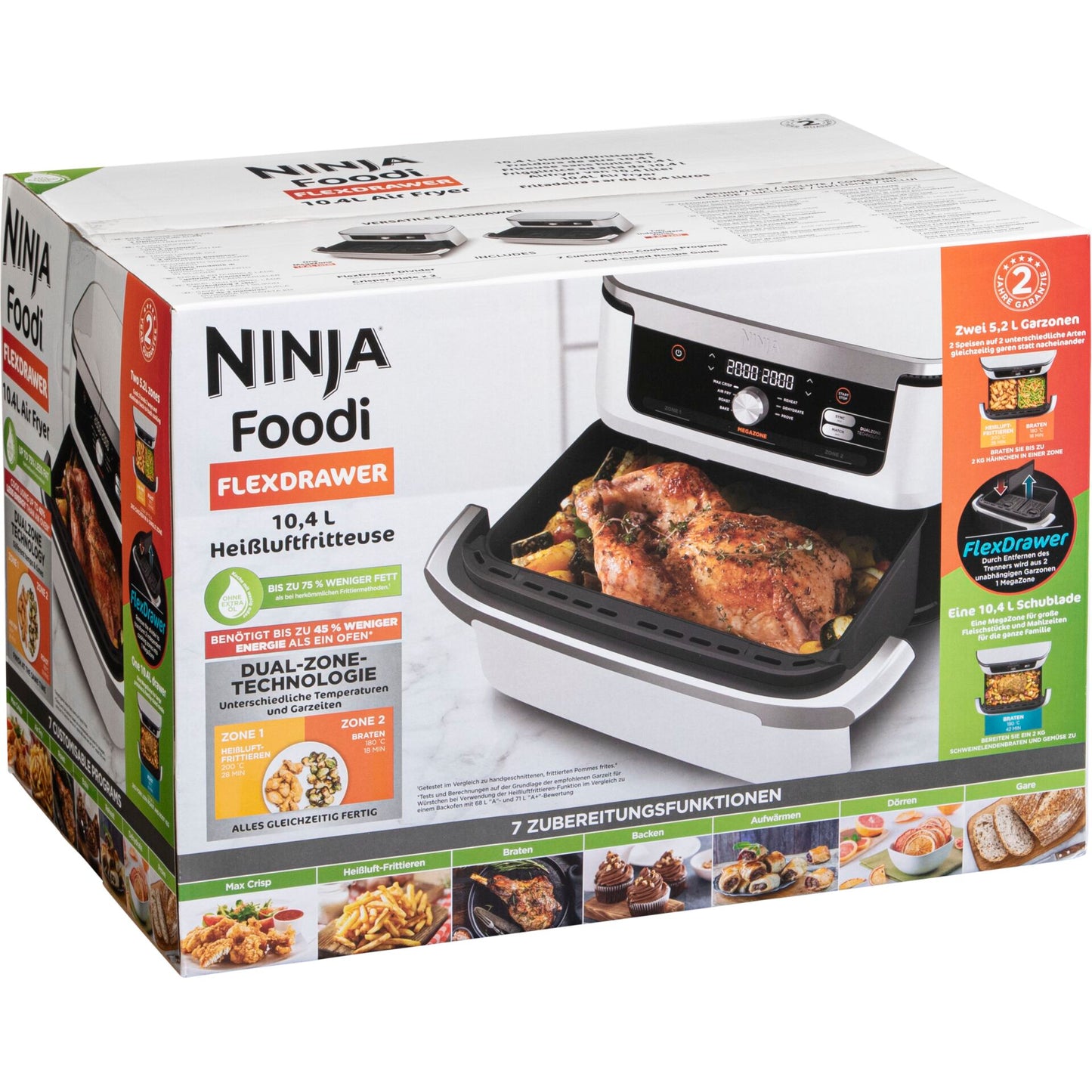 NINJA AF500EUWH Foodi FlexDrawer 10.4L, White