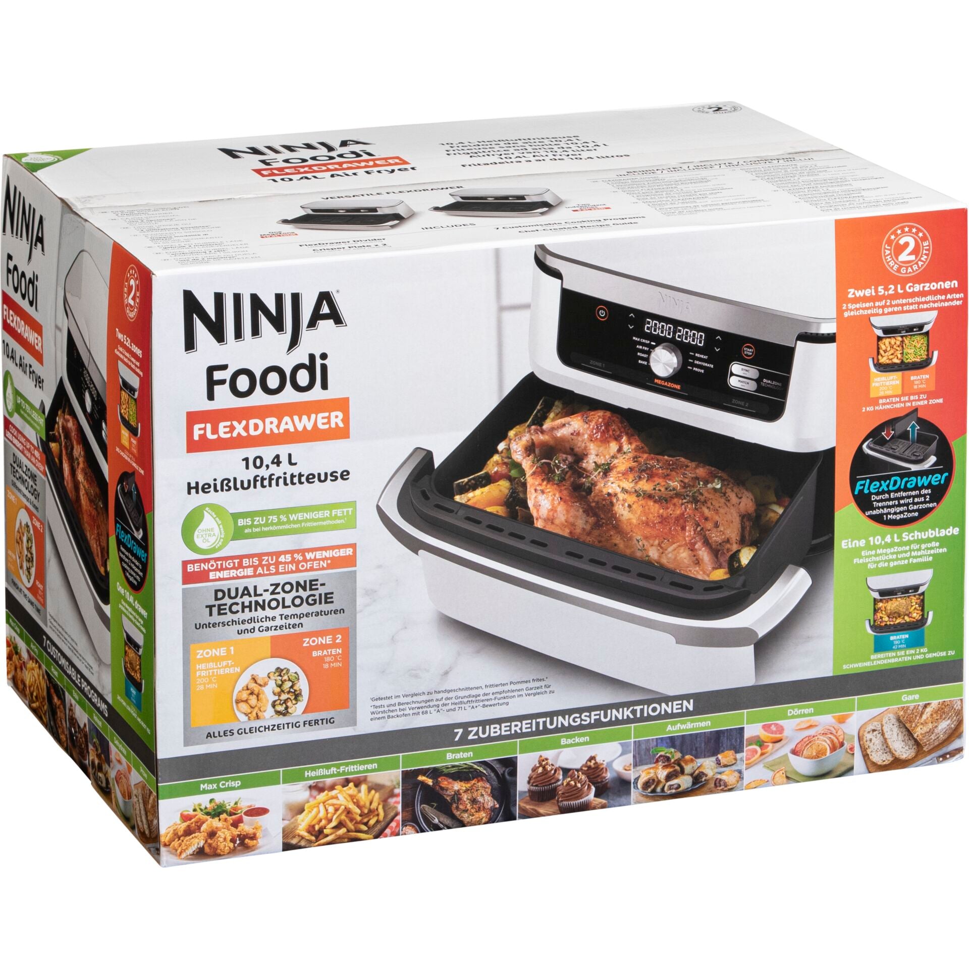 NINJA AF500EUWH Foodi FlexDrawer 10.4L, White