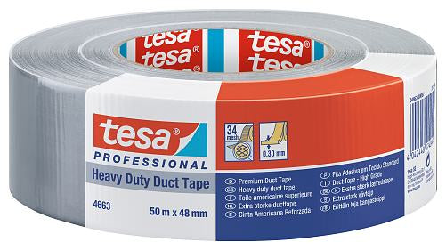 Tesa Duct Tape 50m x 48mm Heavy Duty Prof, silver 04663