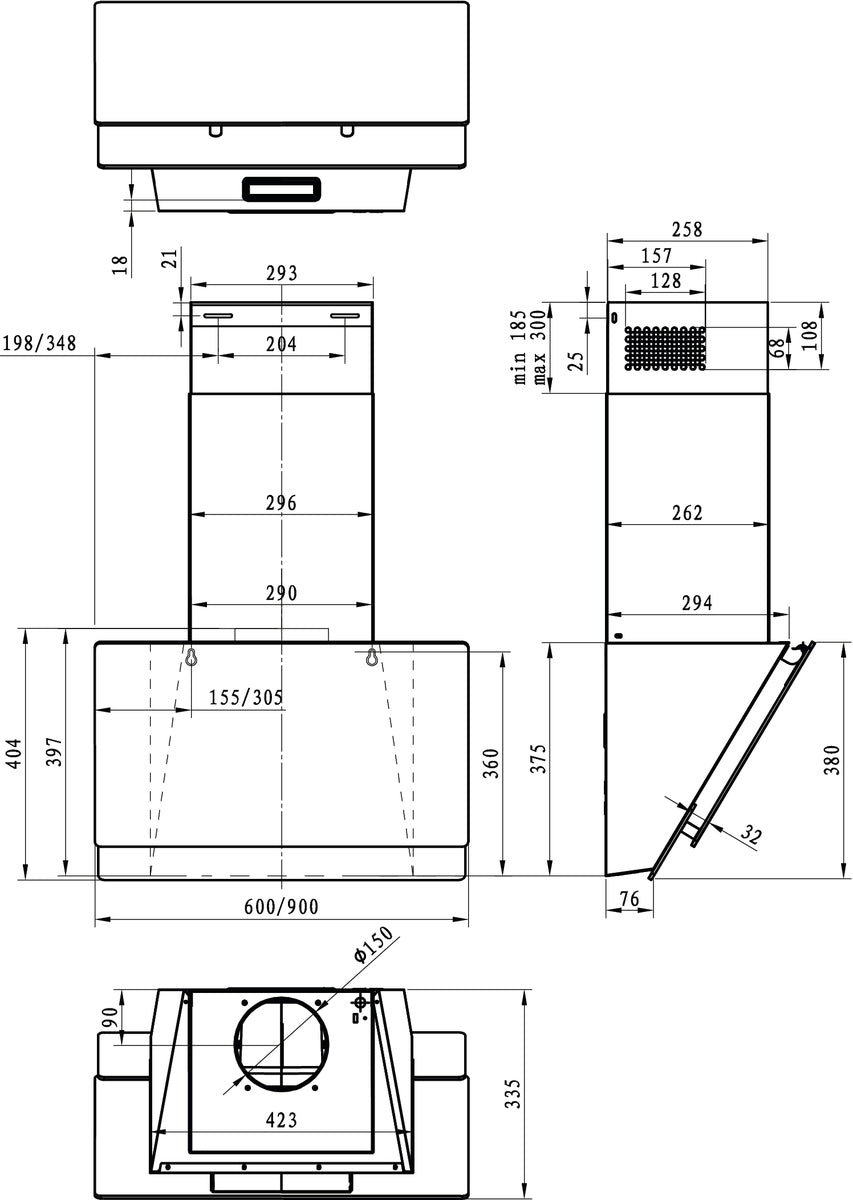 Gorenje WHI649EXBG cooker hood Wall-mounted Silver, Stainless steel 608 m3/h B