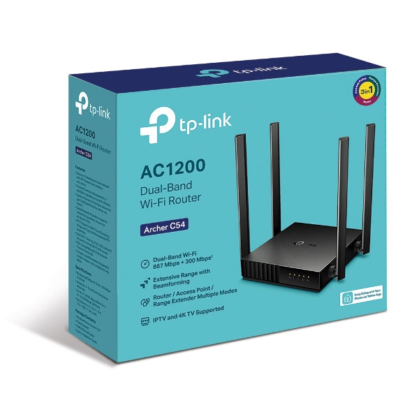 TP-Link Archer C54 Wireless Router with Fast Ethernet and Dual-Band Wi-Fi (2.4 GHz / 5 GHz) in Black