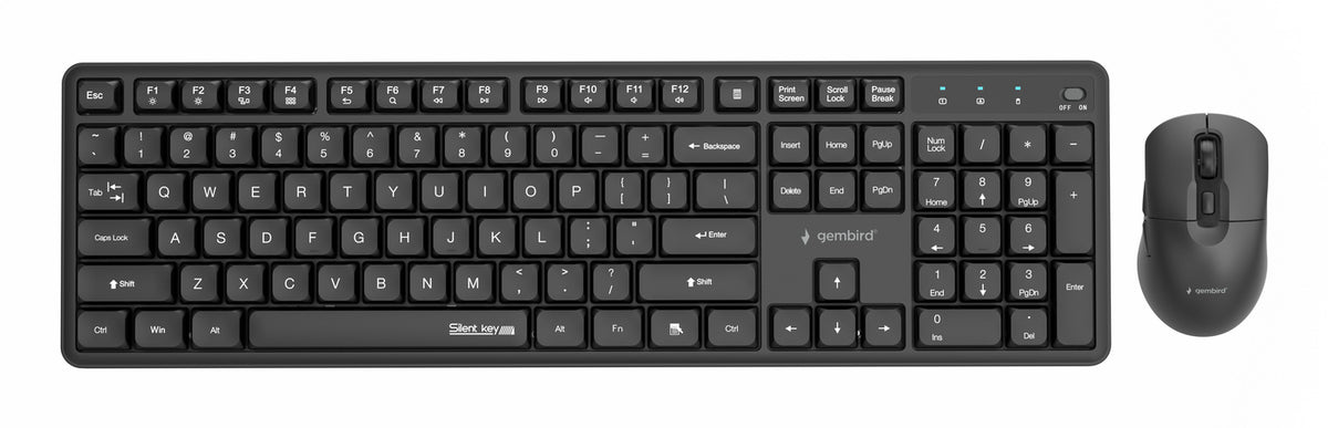 Gembird KBS-WMS-01 Silent key Pro Business wireless desktop set, black, US layout