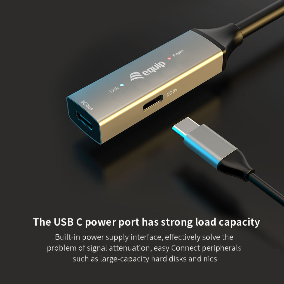 Equip Kabel USB-C3.2->C Gen1 Akt.Erweit.St/Bu  5.00m schwarz