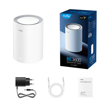 Cudy M3600 Dual-band Wi-Fi 7 (802.11be) Router, 2.4 GHz / 5 GHz, White, 3 Internal Antennas