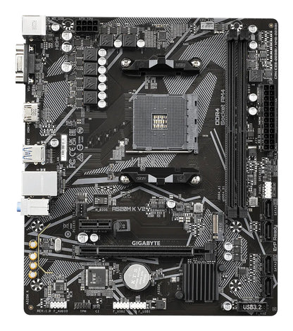 GIGABYTE A520M K V2 Motherboard - Compatible with AMD Ryzen 5000 Series AM4 CPUs, Supports up to 5100MHz DDR4 (Overclocked), PCIe Gen3 x4 M.2 Slot, Gigabit Ethernet LAN, USB 3.2 Gen 1 Ports