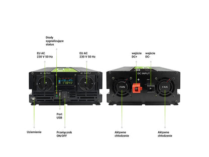 Green Cell PowerInverter LCD 12V to 230V 2000W/40000W car inverter with LCD display - pure sine wave