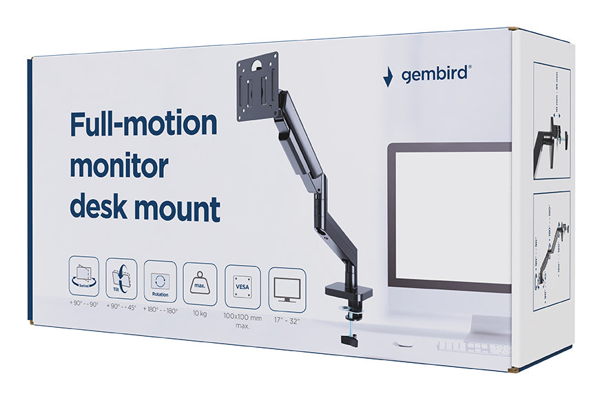 Gembird MA-DA1-04 Full-motion desk display mounting arm, 17”-32”, black