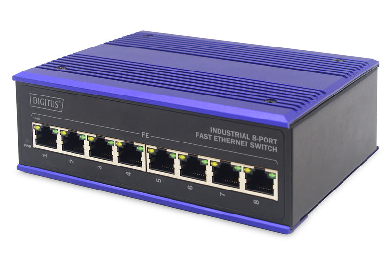 DIGITUS Switch Ind. 8-Port 10/100 Unmanaged Μπλε