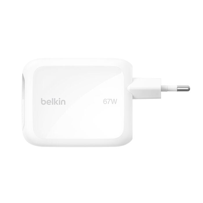 Belkin BOOST Charge Pro 67W Dual GaN Charger with Retractable Cable, White WCH022kqWH