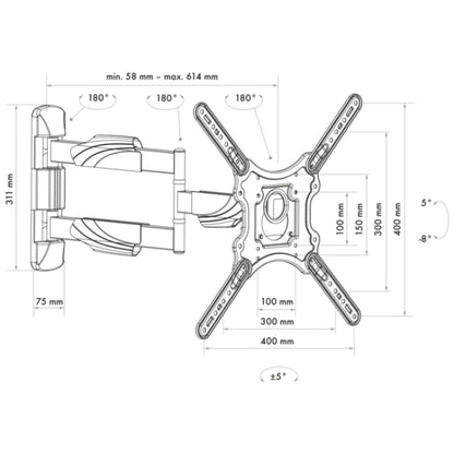 Schwaiger TV Wall Mount MOTION 4 23"-75" 35KG 3 Joints