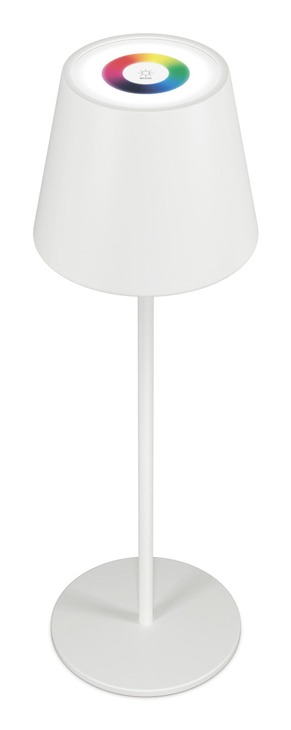 RealPower LED-RGB Tischlampe dimmbar mit Akku,weiss