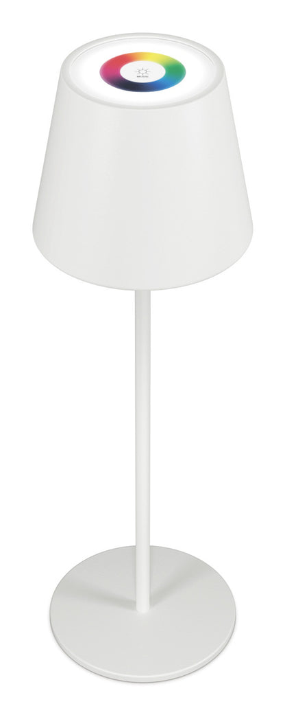 RealPower LED-RGB Tischlampe dimmbar mit Akku,weiss