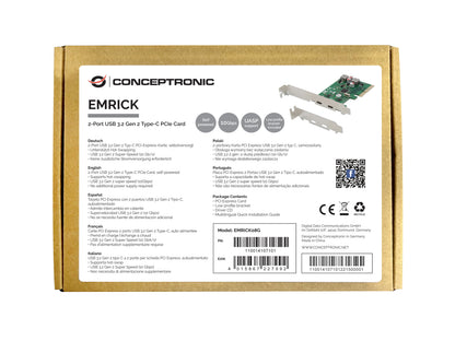 CONCEPTRONIC 4xPCIe3.0 Card 2xUSB-C3.2 Gen2/selfpower 10Gbps
