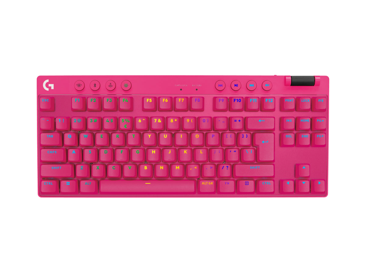 Logitech G PRO X TKL Gaming Keyboard — RF Wireless + Bluetooth, QWERTY US International, Magenta