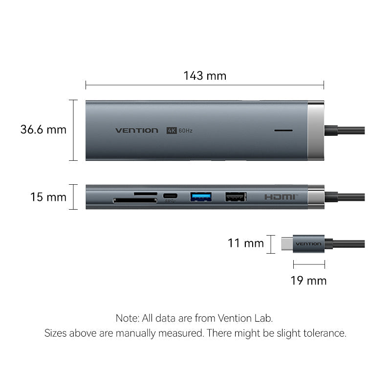 Vention USB-C 9-in-1 4K 60Hz 100W docking station