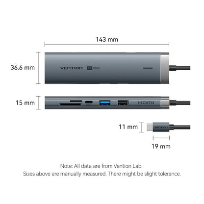 Vention USB-C 9-in-1 4K 60Hz 100W docking station