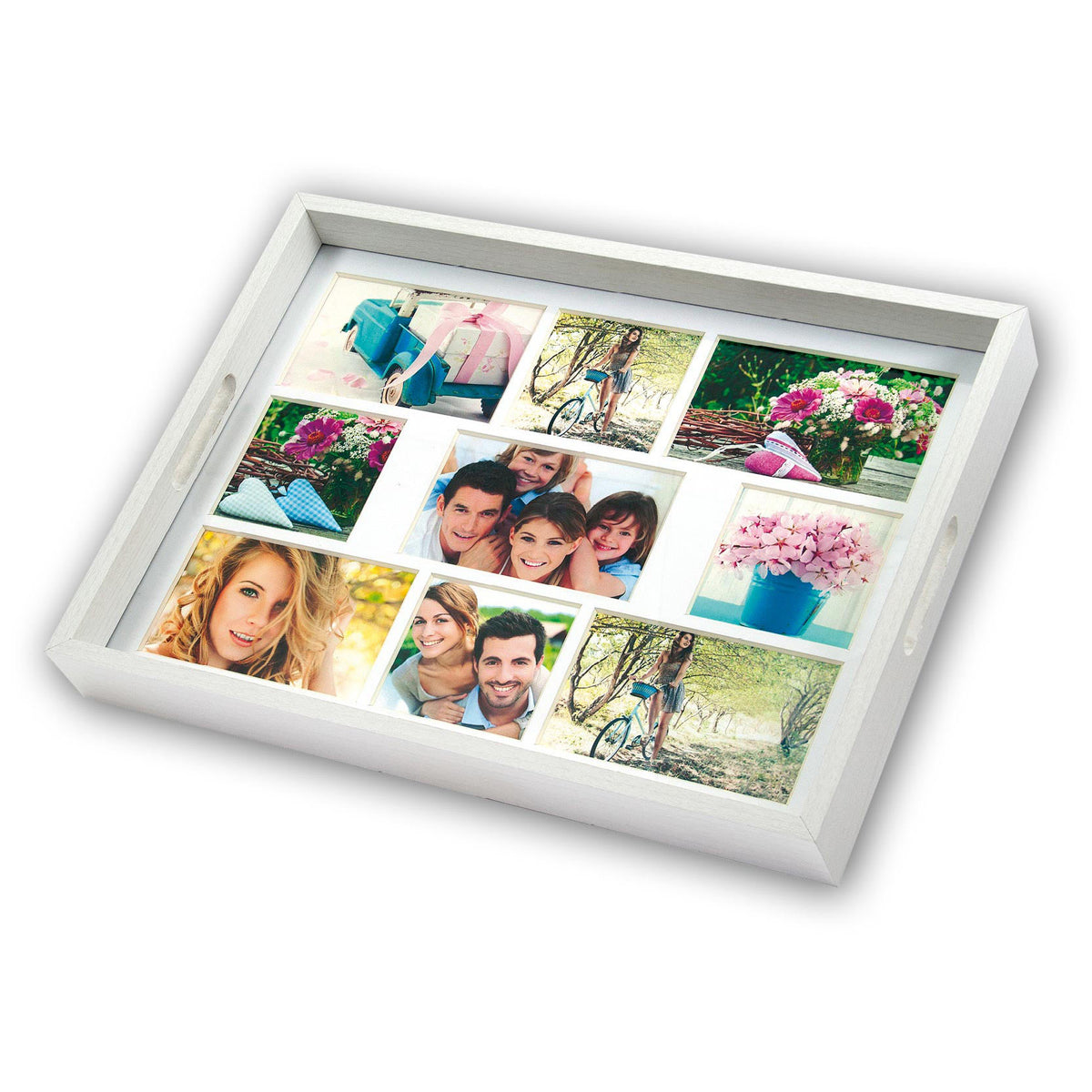 ZEP Photo Tray White 45x35 cm Wooden Photo Tray for 9 Photos Model W006