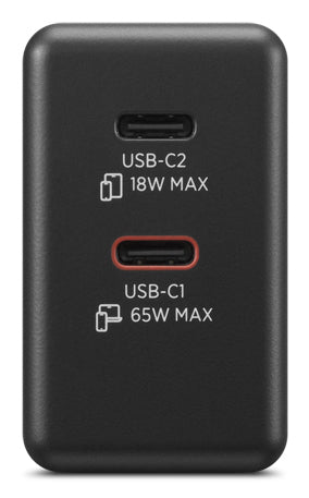 Lenovo Dual USB-C 65W GaN Charger Universal Black AC Indoor