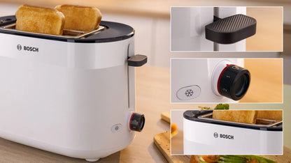 Τοστιέρα Bosch TAT2M121 για 2 φέτες, 950 W, Λευκή