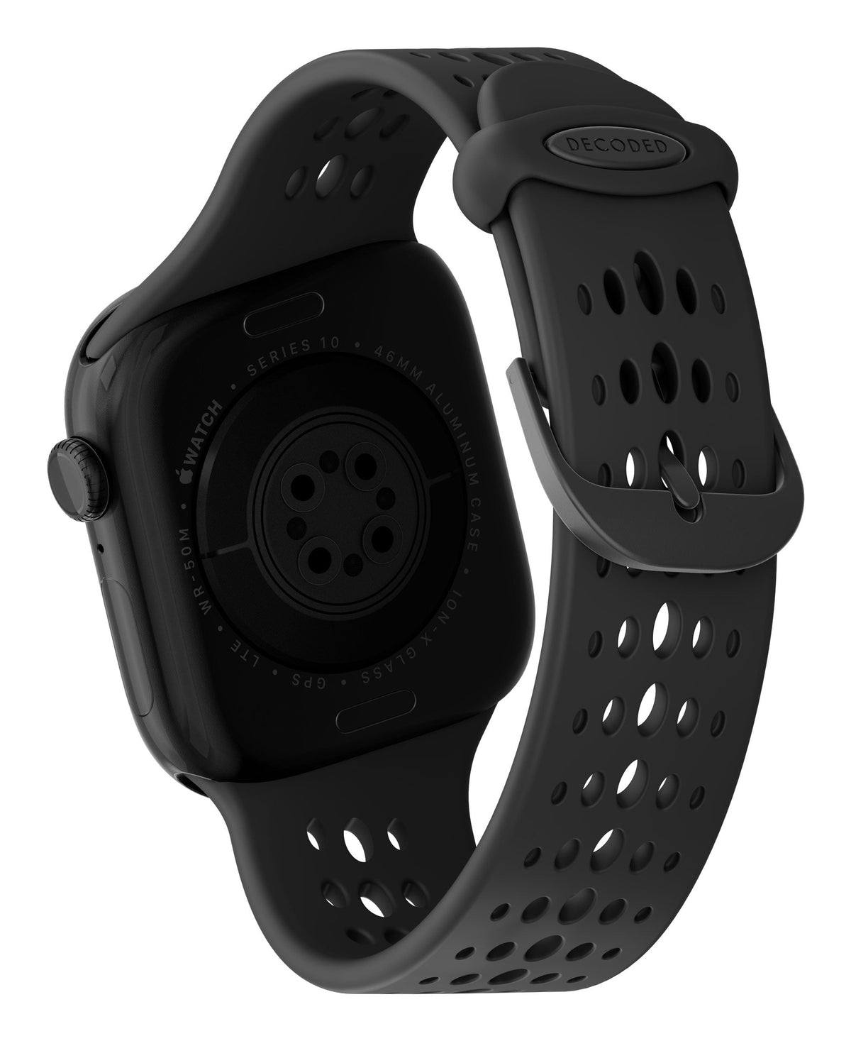 Decoded Silicone Ares O Strap Compatible with Apple Watch 40mm and 42mm, Black