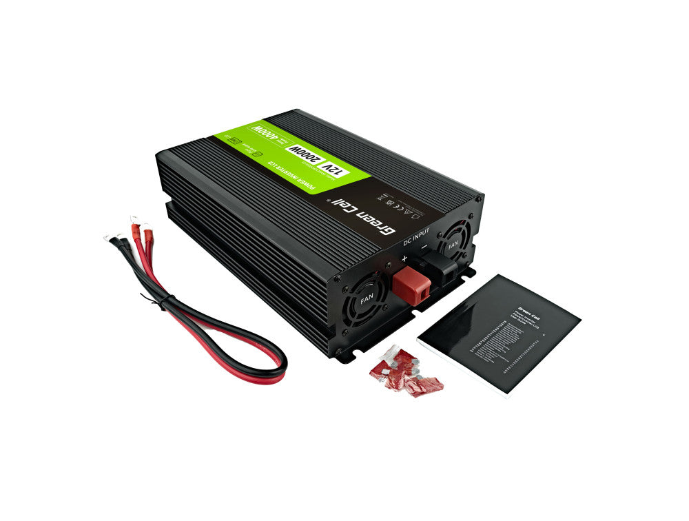 Green Cell PowerInverter LCD 12V to 230V 2000W/40000W car inverter with LCD display - pure sine wave