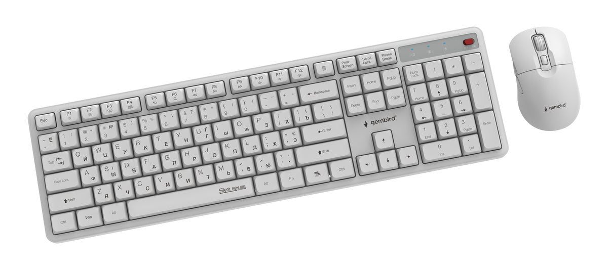 Gembird KBS-WMS-01-W-CYRL Silent key Pro Business wireless desktop set, white, RU layout