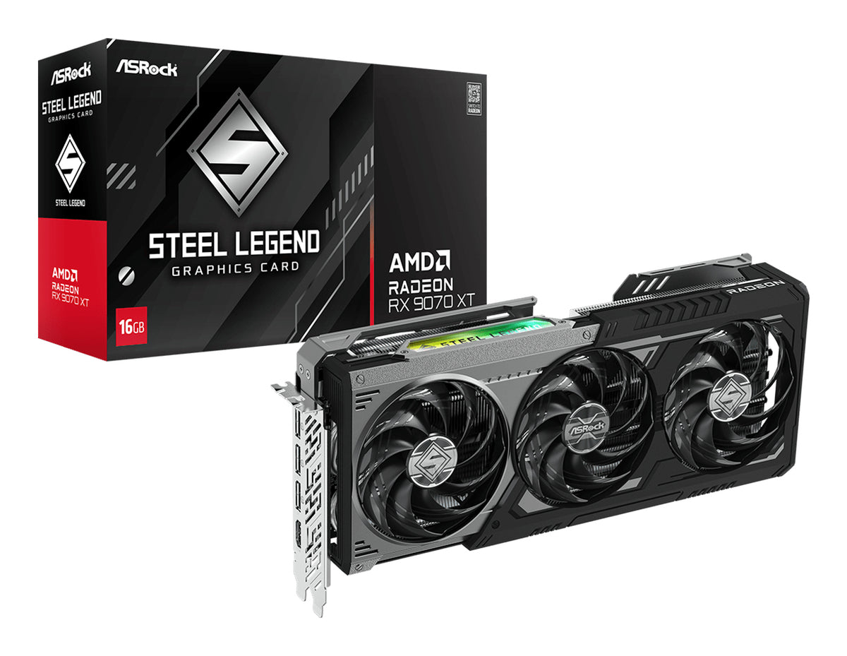 ASRock AMD Radeon™ RX 9070 XT Steel Legend Dark 16GB graphics card