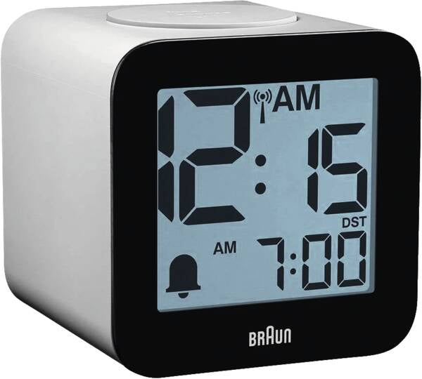 Braun BC 25 WP-DCF White Radio-Controlled Alarm Clock with Voice Output