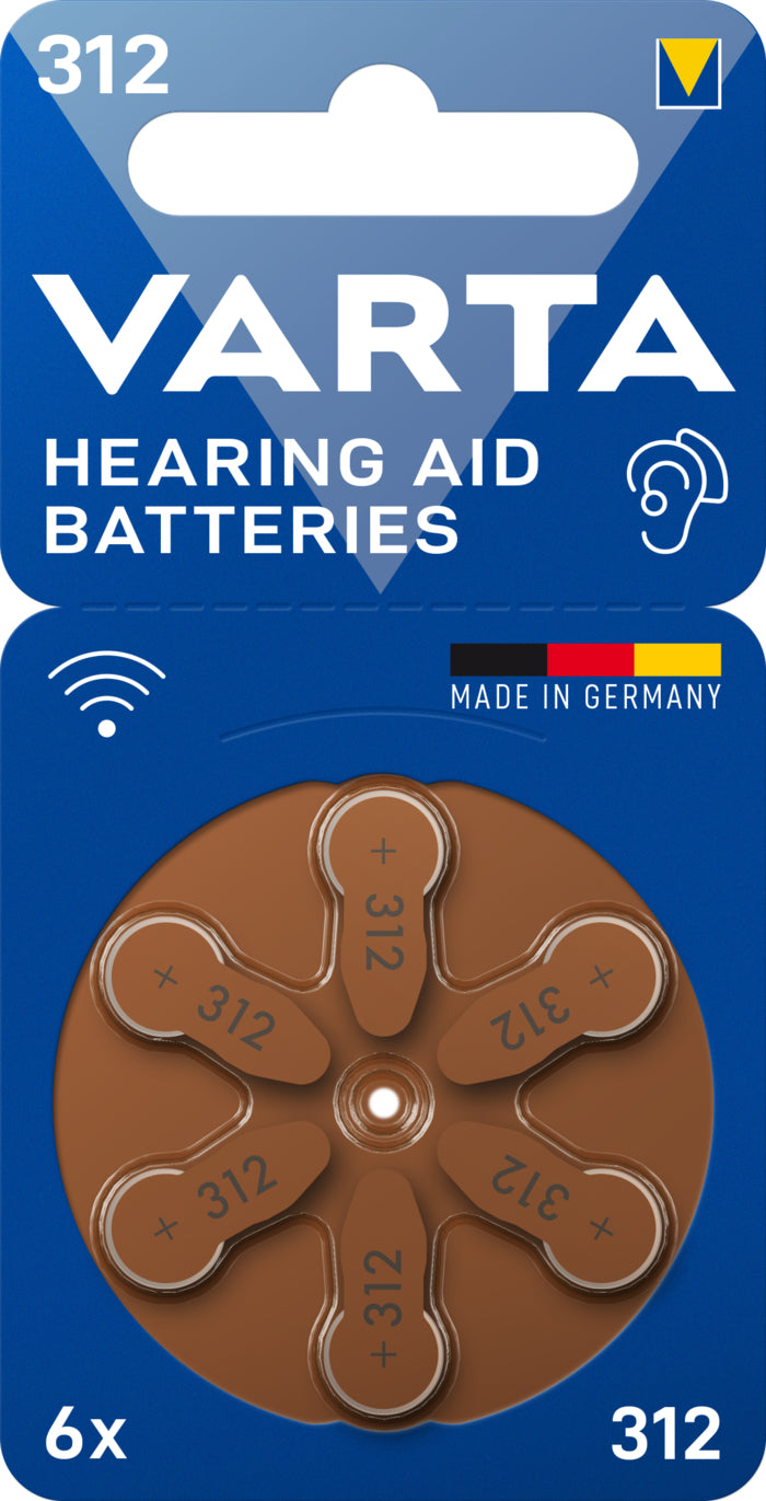 1x6 Varta Hearing Aid Batteries Type 312            24607101416