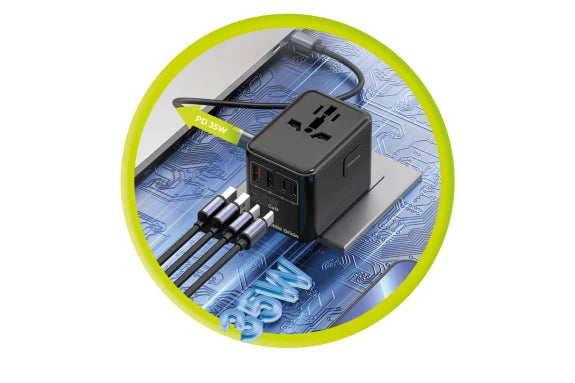 Mobile Origin 35W Travel Adapter GaN PW4 EU/UK/US/AUS 3C+2A