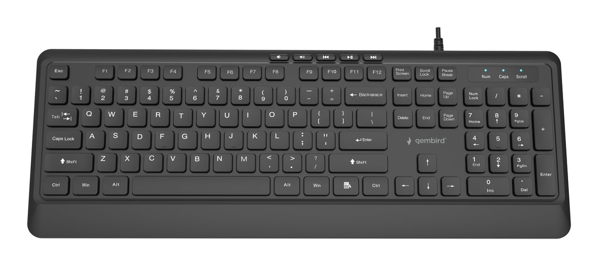 Gembird KB-MCH-05 Slim wired multimedia keyboard, black, US layout