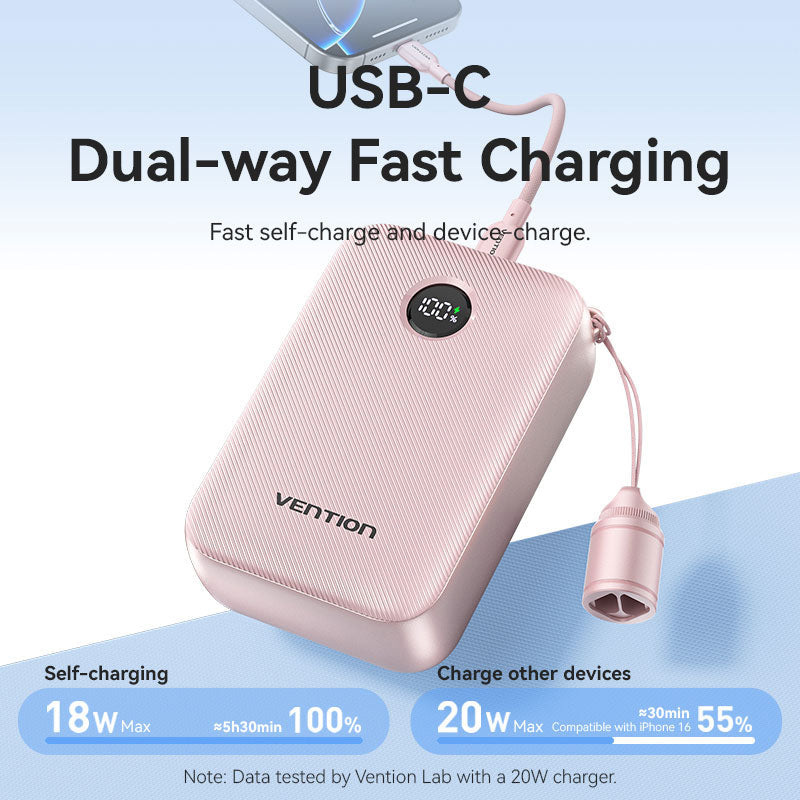 Vention Powerbank 20000mAh — 2×USB-C, 1×USB-A, 22.5W