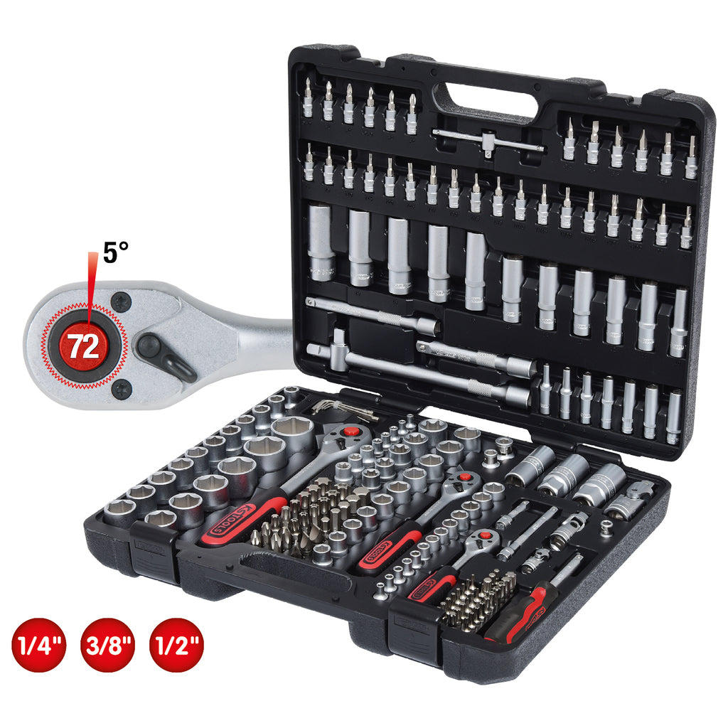 0S Tools 1/4 +3/8 +1/2  Socket Wrench-Set 179-pieces 917.0779