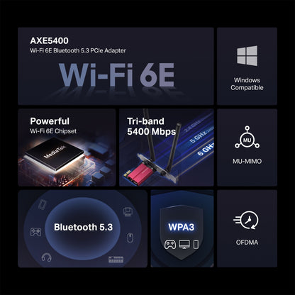 Mercusys AXE5400 Wi-Fi 6E Bluetooth 5.2 PCIe Adapter