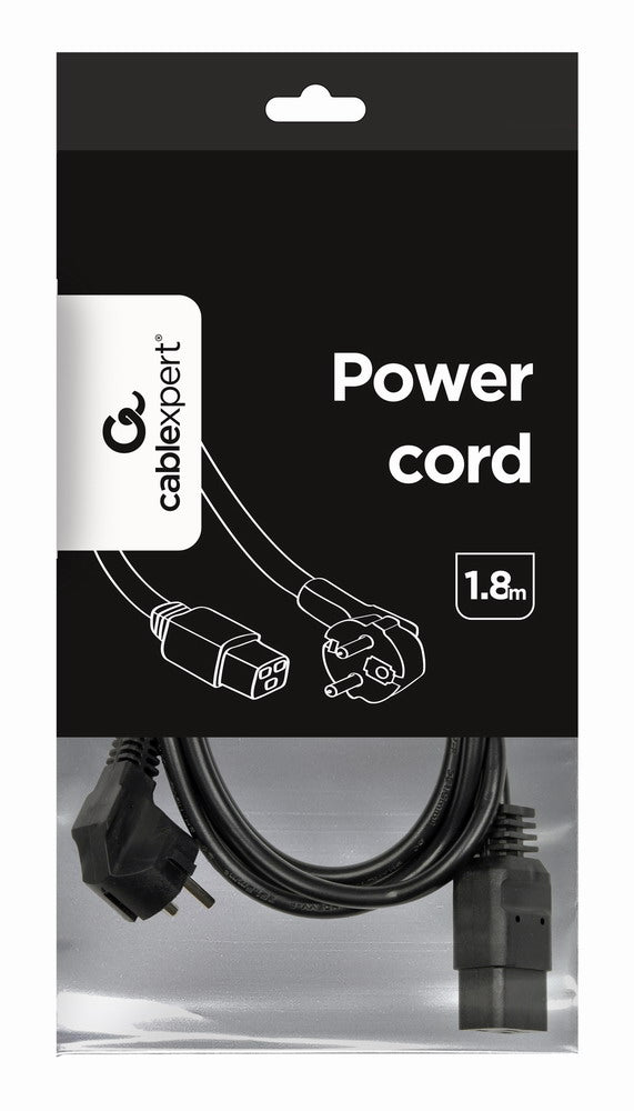 Gembird Type F/C19 1.8m Black Power plug type F C19 coupler