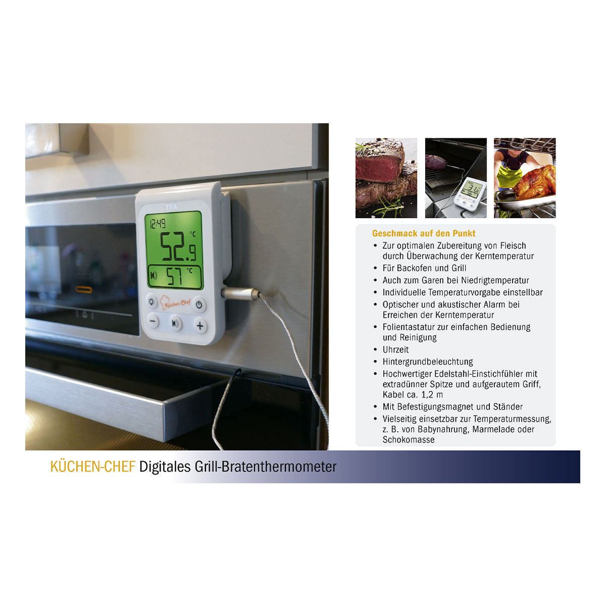 TFA 14.1510.02  Kitchen Chef Digital BBQ Meat Thermometer