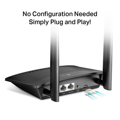 TP-Link TL-MR100 Wireless Router — Fast Ethernet, Single-band 2.4 GHz, 4G, Black
