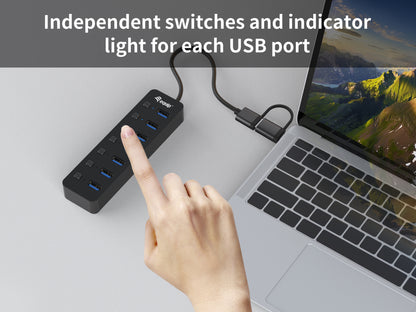 Equip 7-Port USB-A3.2-Hub->7xUSB-A 3.2 +USB-C Adapter  5Gbps