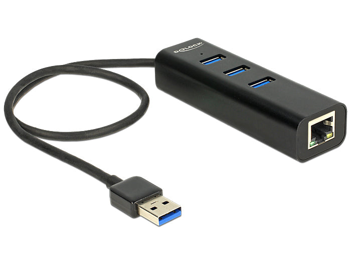 DELOCK USB-HUB 3-Port USB3.0, +1x Gigabit LAN