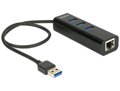 DELOCK USB-HUB 3-Port USB3.0, +1x Gigabit LAN