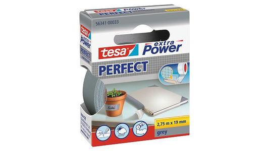 Tesa Gewebekleb, 2,75m x 19mm extra Power grau Perfekt 56341