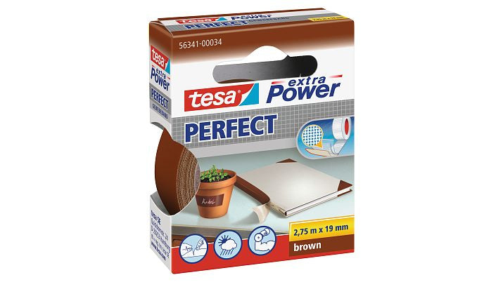 Tesa Gewebekleb, 2,75m x 19mm extra Power braun Perfekt 56341