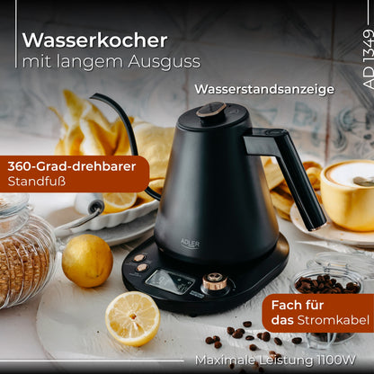 Adler AD 1349 Electric kettle with long spout 1.0L Black
