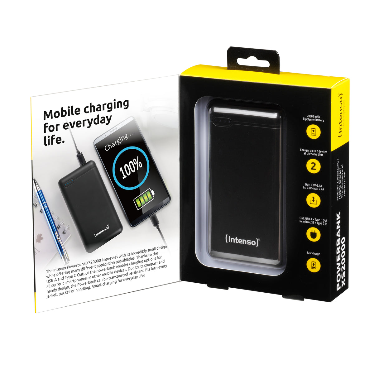 Intenso Powerbank XS20000 black 20000 mAh incl. USB-A to Type-C