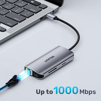 UNITEK ACTIVE HUB USB-C 2X HDMI 4K, RJ45, PD 100W