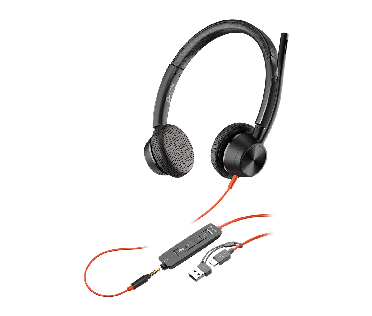 Poly Headset Blackwire 3325 Stereo USB-C + 3.5mm + USB C/A-A