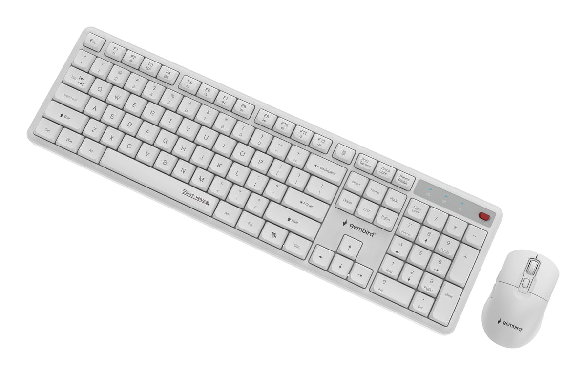 Gembird KBS-WMS-01-W Silent key Pro Business wireless desktop set, white, US layout
