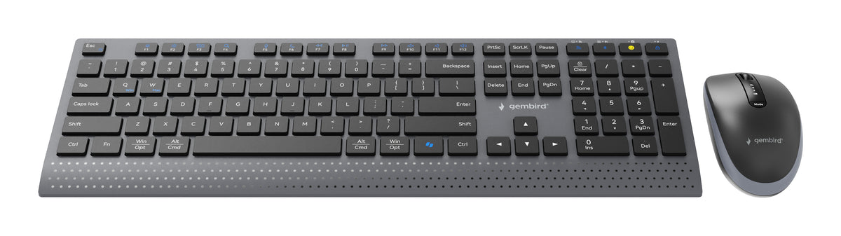 Gembird KBS-WPS-02 Dual-mode Slim Wireless Desktop Set, 2.4G+BT, US layout